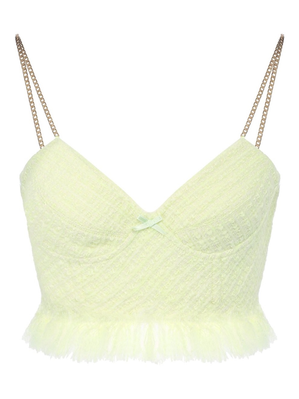 Alexander Wang Pastel Yellow Lace Bustier Camisole with Chain Straps